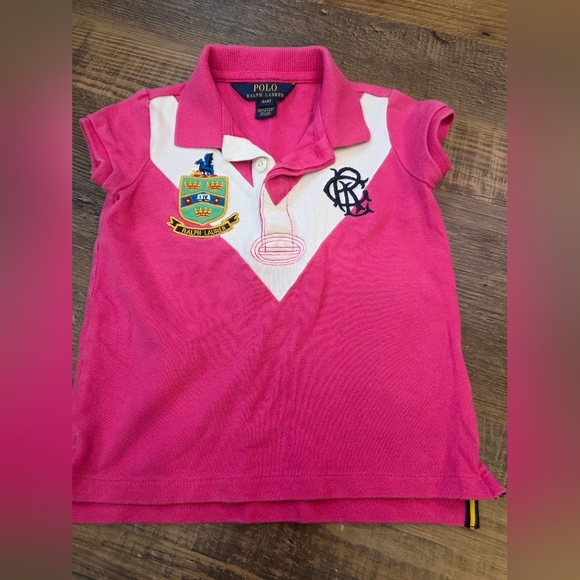 Ralph Lauren Other - Polo Ralph Lauren Rugby Shirt Girls 4T Pink Crest Logo